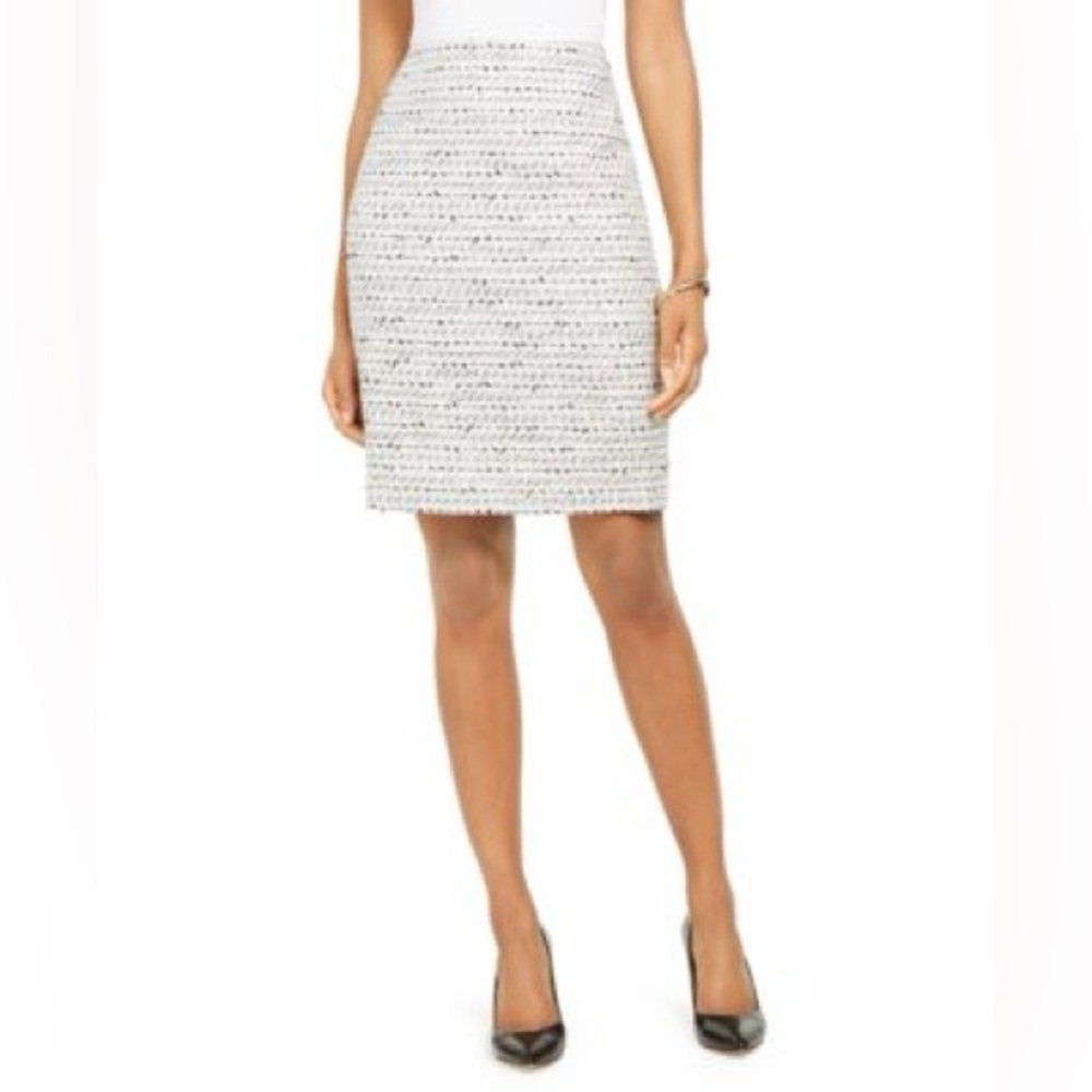 Karl Lagerfeld Black and White Tweed Pencil Skirt